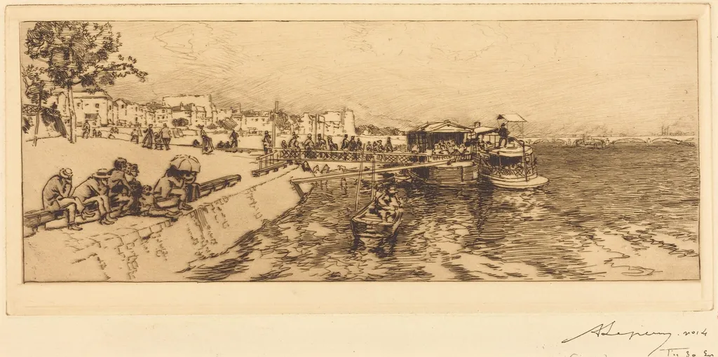 Pier of Bercy (Embarcadere, quai de Bercy), by Auguste Lepère, ink, 1891