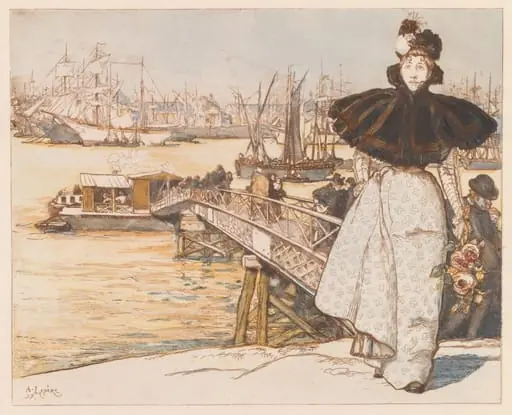 Pier on the Garonne, Bordeaux (Embarcadère sur la Garonne, Bordeaux), by Auguste Lepère