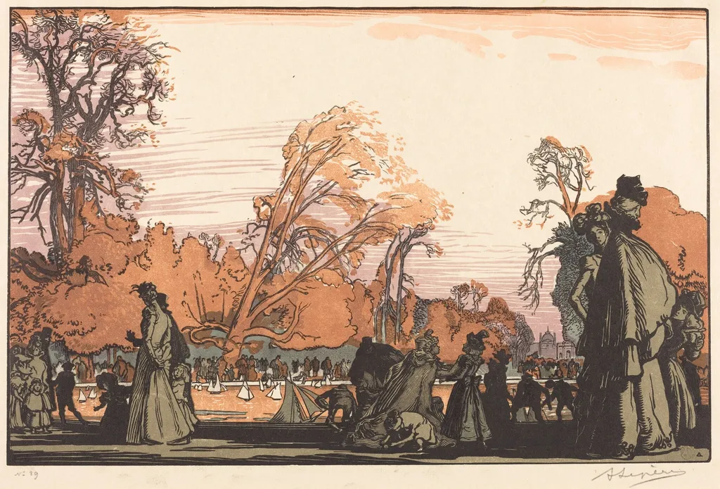 Pond in the Tuileries (Le bassin des Tuileries), by Auguste Lepère, ink, 1898