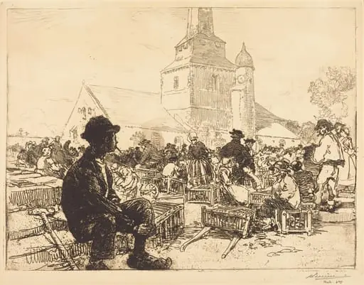 Poultry Market at St.-Jean-de-Mont (Marche a la volaille, a St.-Jean-de-Mont), by Auguste Lepère