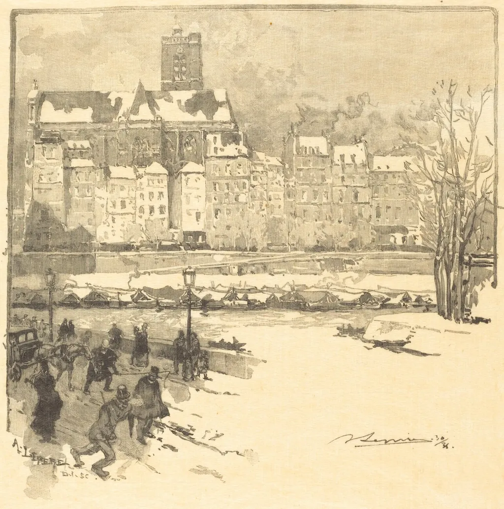 Quai de l'Hôtel de Ville, by Auguste Lepère, ink, 1886