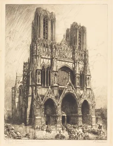 Reims Cathedral (Cathedrale de Reims), by Auguste Lepère