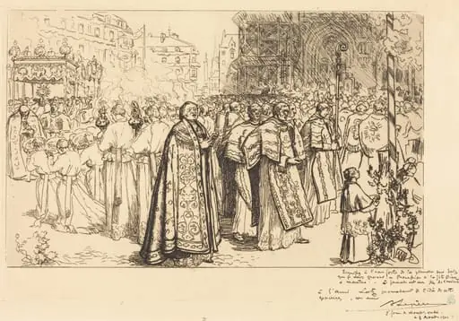 Return of the Procession to Nante Cathedral (Rentree de la Procession a la Cathedral de Nantes), by Auguste Lepère