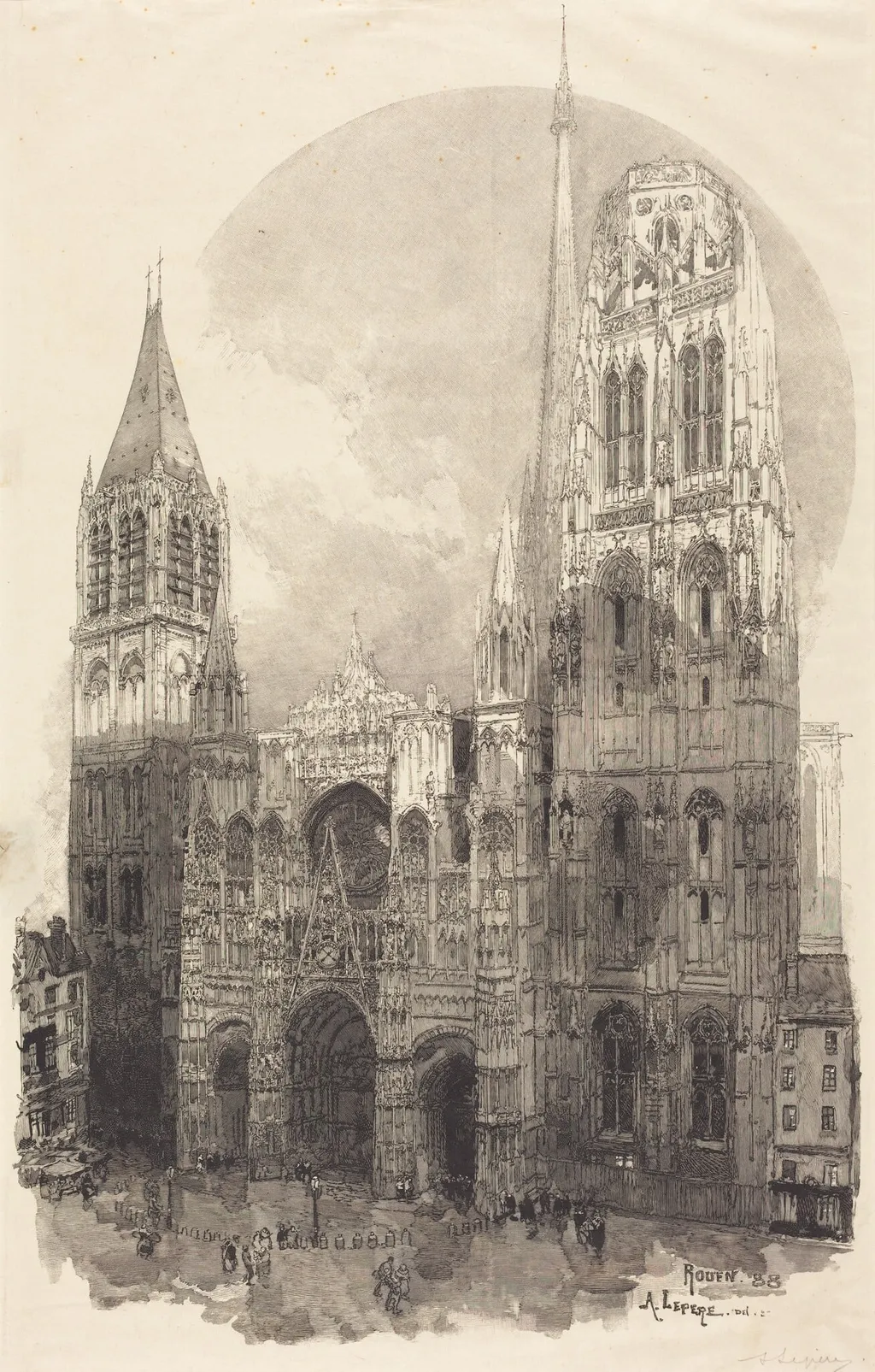 Rouen Cathedral (La Cathedral de Rouen), by Auguste Lepère, ink, 1888