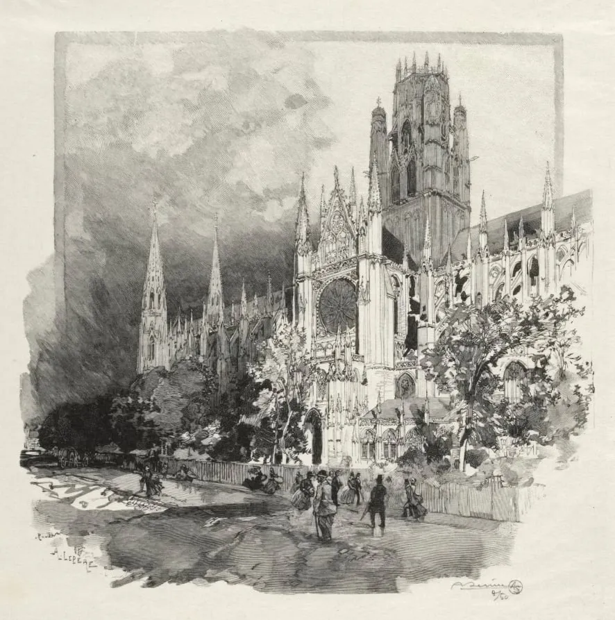 Rouen Illustré: Eglise Saint Ouen, by Auguste Lepère, 1896