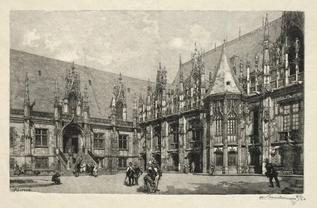 Rouen Illustré: Le Palais du Justice, by Auguste Lepère, 1896