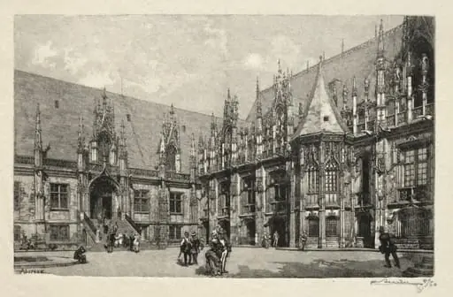 Rouen Illustré:  Le Palais du Justice, by Auguste Lepère