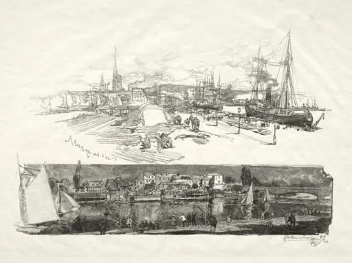 Rouen Illustré:  Les Nouveaux Quais-L'Ile La Croix, by Auguste Lepère