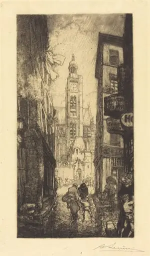 Rue de la Montagne-Sainte-Genevieve, Paris, by Auguste Lepère