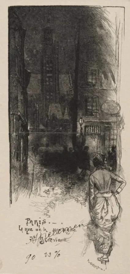 Rue de la Montagne, St. Geneviève, by Auguste Lepère, 1886