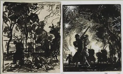 Scène nocturne; patrouille à la lisière d'un bois, by Auguste Lepère