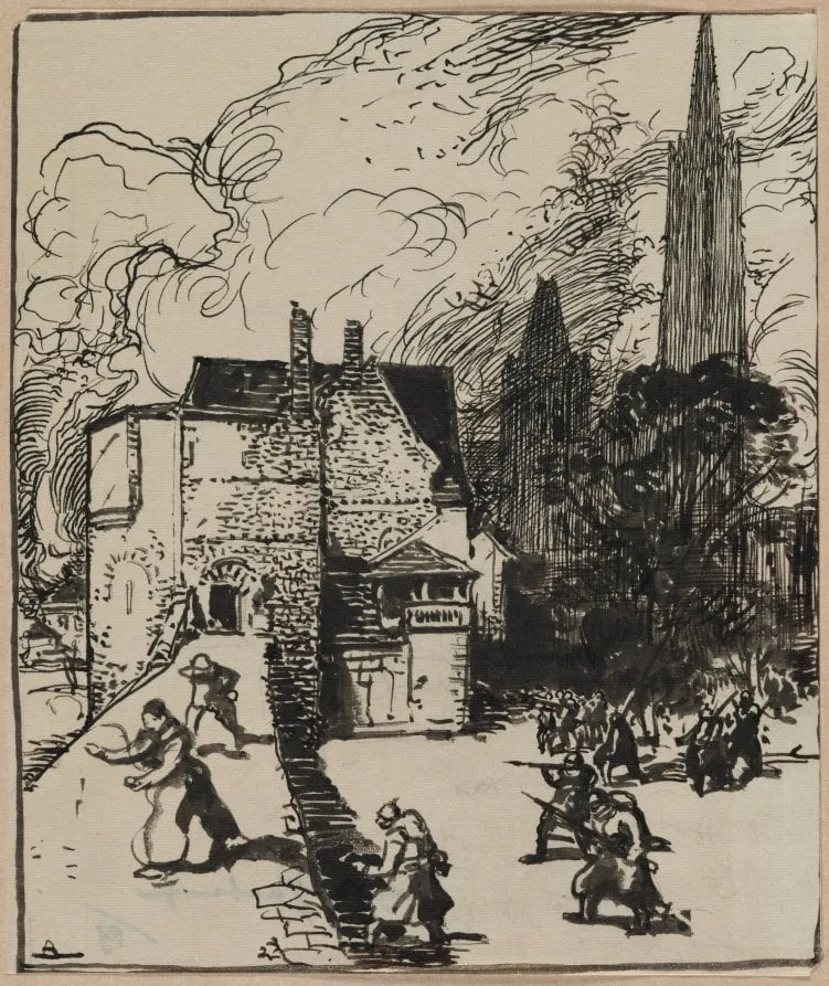 Siège des Maubeuge, by Auguste Lepère, 1914