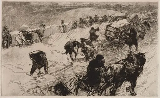 Snowball Fight: Quai aux Fleurs, by Auguste Lepère