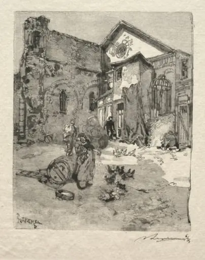 St. Julien le Pauvre: Le Portail, by Auguste Lepère
