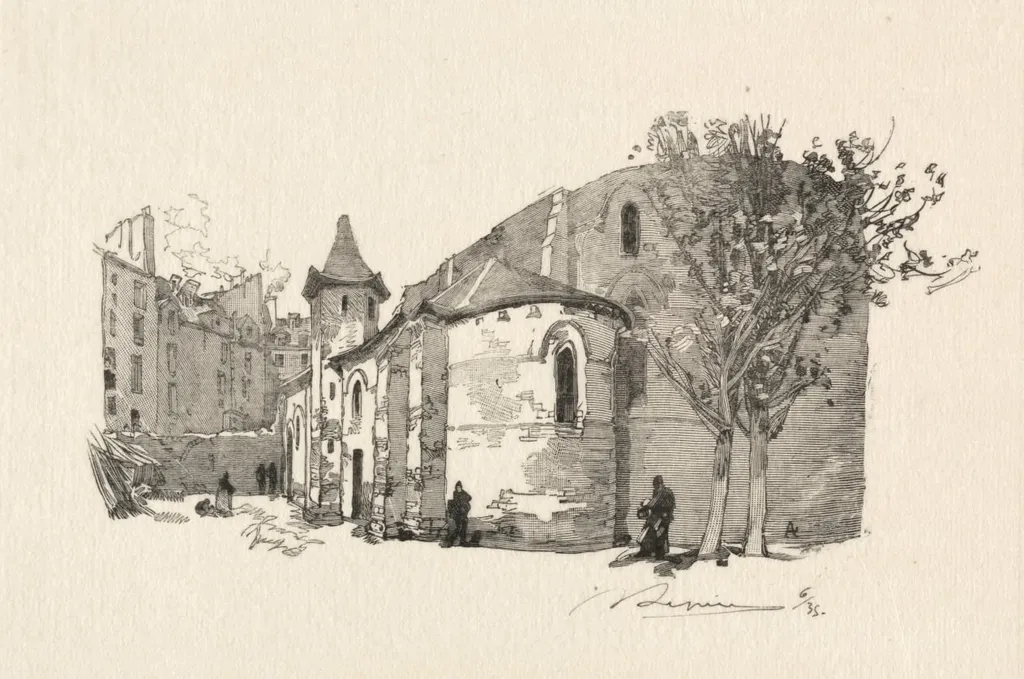 St. Julien le Vauvre, Vue extérieur, by Auguste Lepère, 1894