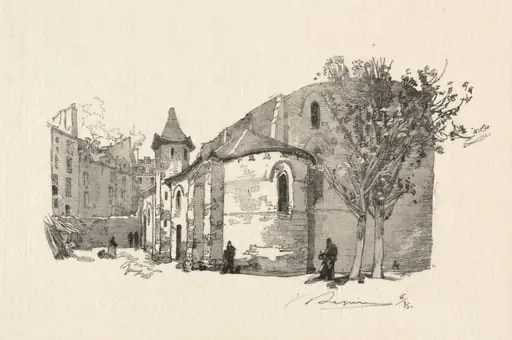 St. Julien le Vauvre, Vue extérieur, by Auguste Lepère