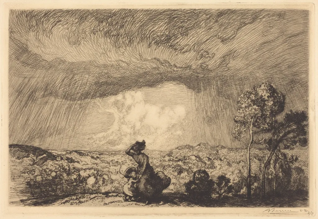 Storm on the Dune, Vendee (L'orage sur la dune, Vendee), by Auguste Lepère, ink, 1884
