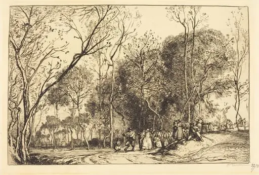 Summer in Saint-Martin, the Past Nuptials (Ete de la Saint-Martin, la noce qui passe), by Auguste Lepère