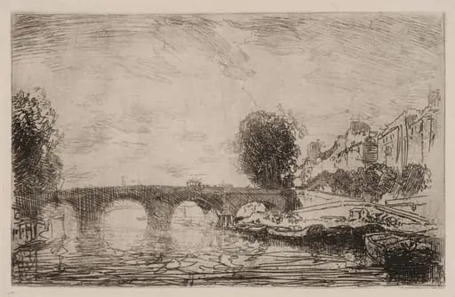 Sunset at Pont Marie, by Auguste Lepère