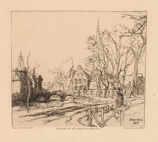 The Béguinage Bridge in Bruges (La Pont du Beguinage à Bruges), by Auguste Lepère