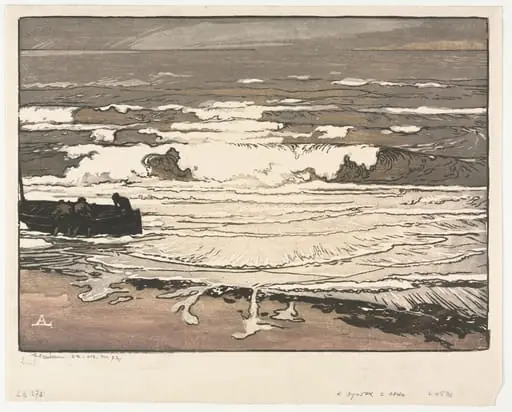The Breaking Waves, Tide of September 1901, by Auguste Lepère