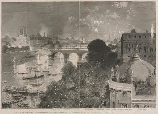The Festival of 14 July, Illumination of the Place of the Republic (after H. Scott), by Auguste Lepère