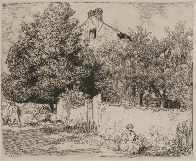 The House of Madame B., by Auguste Lepère, 1915