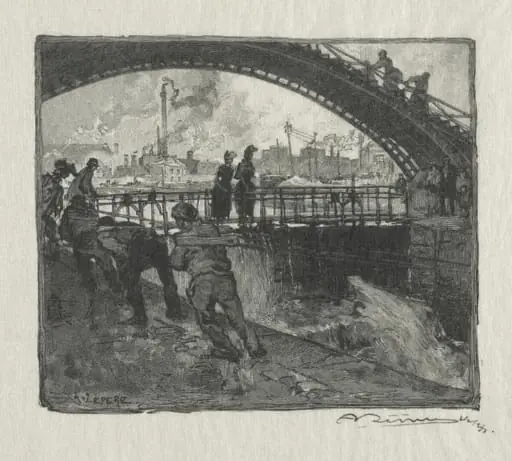 The Lock of the St. Martin Canal, by Auguste Lepère