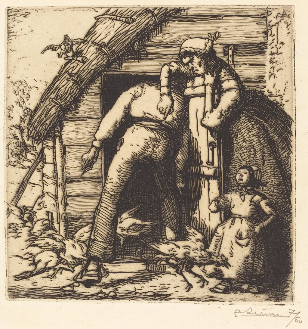 The Poulterer, Vendee (Le Poulailler, Vendee), by Auguste Lepère, ink, 1908