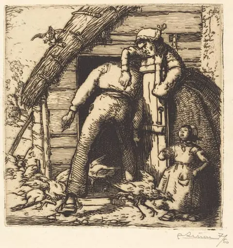 The Poulterer, Vendee (Le Poulailler, Vendee), by Auguste Lepère