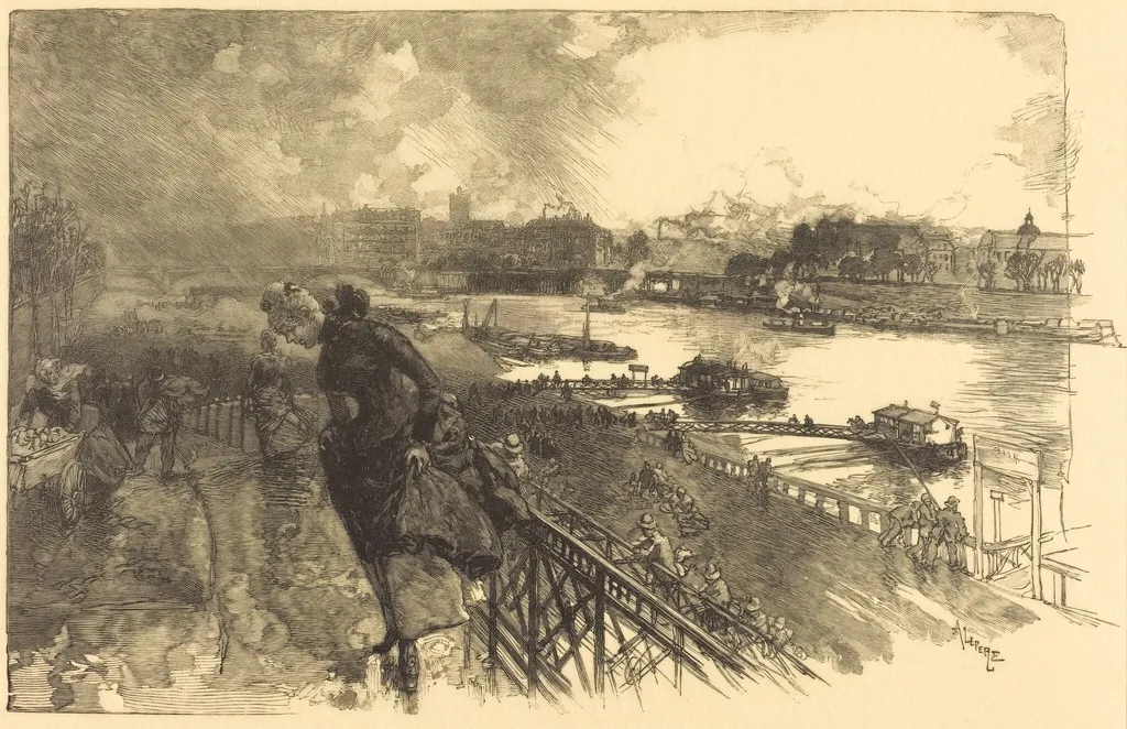 The Seine near the Austerlitz Bridge, by Auguste Lepère, ink, 1888