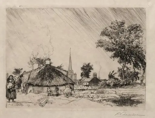 The Shower:  St. Jean-de-Monte, by Auguste Lepère