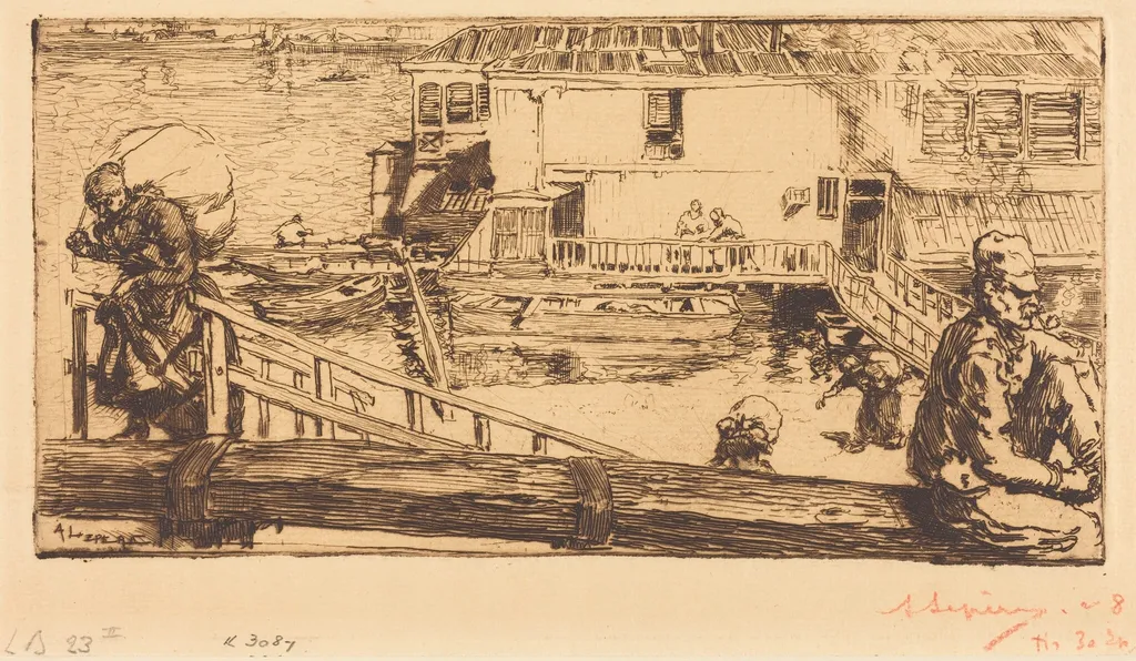 The Wash-house (Le lavoir), by Auguste Lepère, ink, 1891