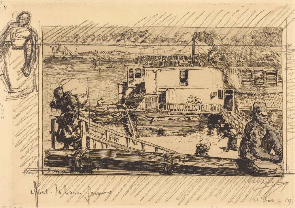 The Wash-house (Le lavoir), by Auguste Lepère, ink, 1891