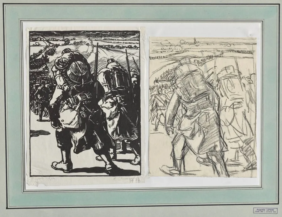 Troupe en marche, by Auguste Lepère, 1914