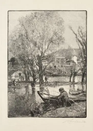 Un coin de l'Île de Billancourt, by Auguste Lepère