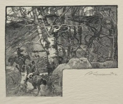 Une chasse à Courre au Mont Gerard, by Auguste Lepère