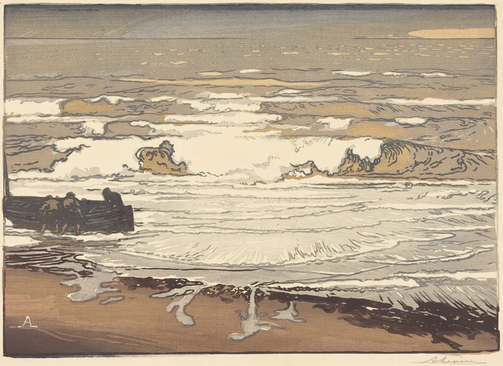 Unfurled Waves, Flood of September, 1901 (Les Vagues deferlent), by Auguste Lepère, ink, 1901