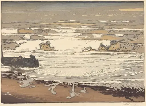 Unfurled Waves, Flood of September, 1901 (Les Vagues deferlent), by Auguste Lepère