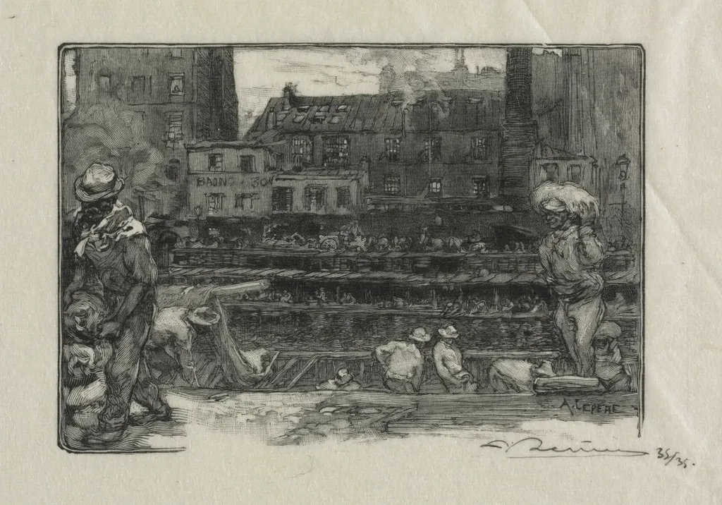 Unloaders of Plaster (Canal St. Martin), by Auguste Lepère, 1890
