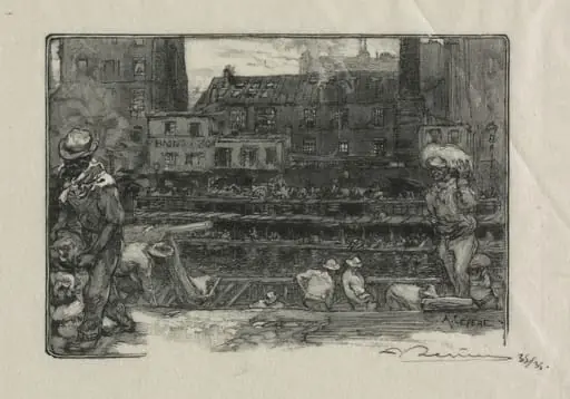 Unloaders of Plaster (Canal St. Martin), by Auguste Lepère