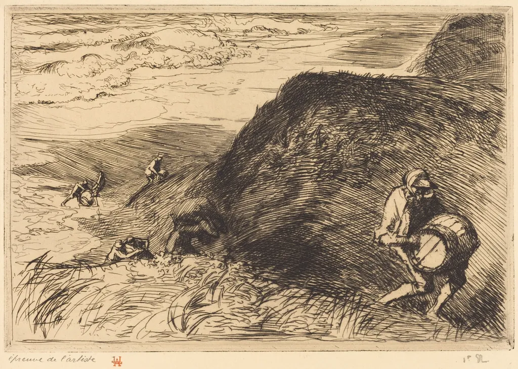 Wreckers, Saint-Jean-de-Monts (Pilleurs d'epaves, Saint-Jean-de-Monts), by Auguste Lepère, ink, 1915