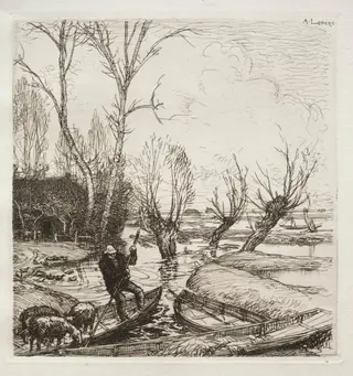 Au Marais Inondé: Le Bergère, by Auguste Louis Lepère