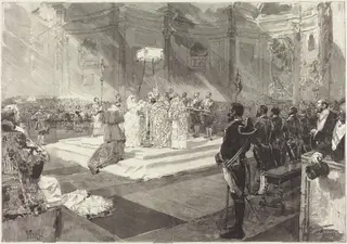 Baptême royal à la Cour d'Espagne, by Auguste Louis Lepère