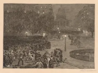 Bois du Monde: Les troubles du quartier Latin, by Auguste Louis Lepère