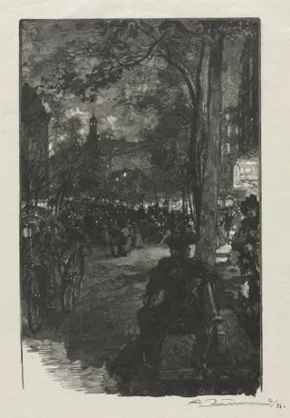 Boulevard Montmartre, Evening, by Auguste Louis Lepère, 1890