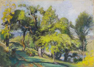 Chestnut Trees above a River, by Auguste Louis Lepère
