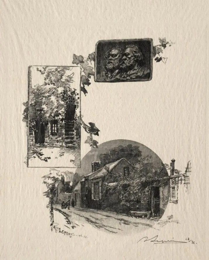 Entree de l'atelier Rousseau et la Maison de Millet, by Auguste Louis Lepère, 1887