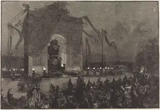 Funérailles de Victor Hugo.  La Veillée, by Auguste Louis Lepère