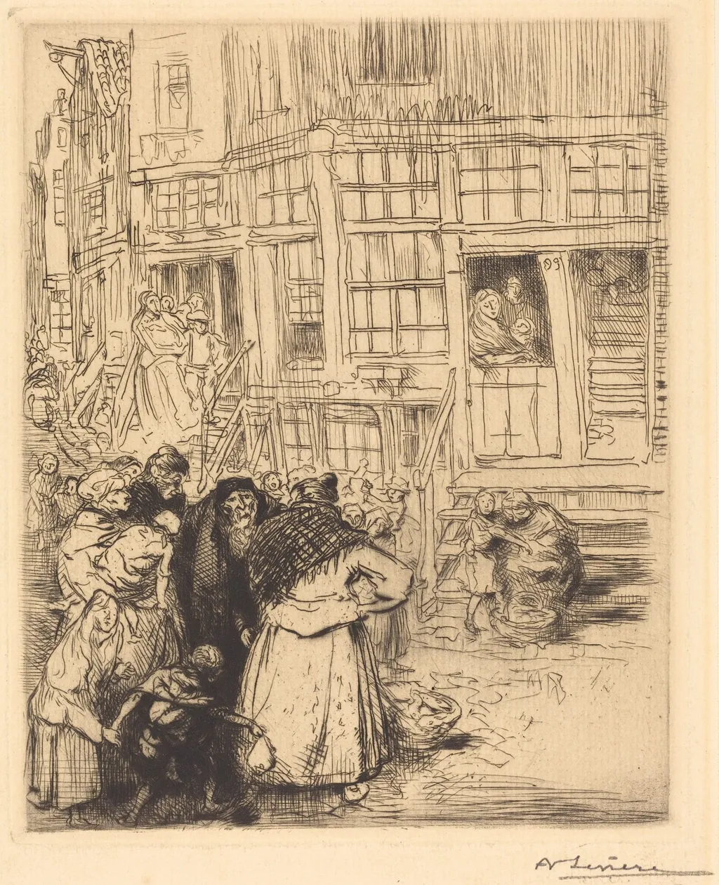 Jewish Quarters in Amsterdam, by Auguste Louis Lepère, ink, 1884